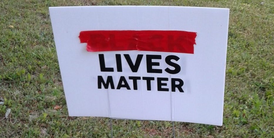 Black Lives Matter Sign Defaced In Decatur Yard