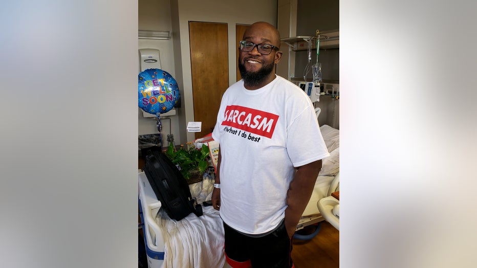 Brendan Blair smiles for the camera after his kidney transplant.