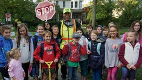 Community surprises crossing guard, known for putting smiles on kids' faces, for 80th birthday: 'I am blessed'