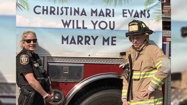 'Surprise of a lifetime': Firefighter surprises deputy responding to call with marriage proposal