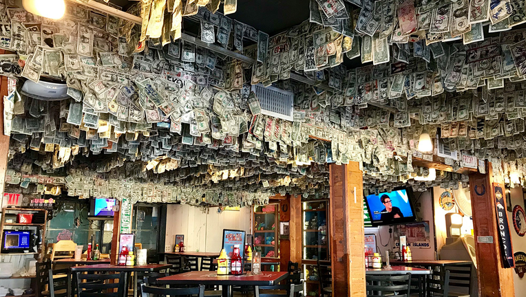 Money wall at Siesta Key Oyster Bar.