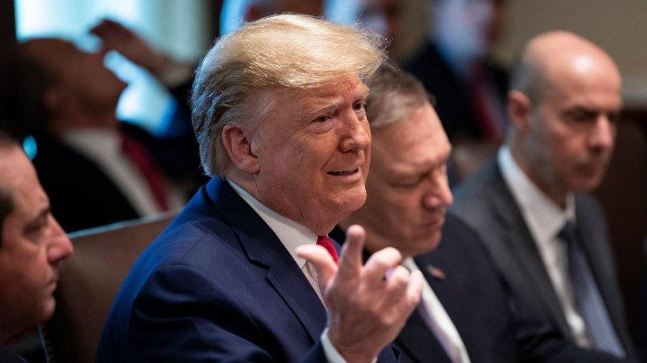 US President Donald Trump speaks to the press before a cabinet meeting at the White House October 21, 2019, in Washington, DC. (Photo by Brendan Smialowski / AFP) (Photo by BRENDAN SMIALOWSKI/AFP via Getty Images)