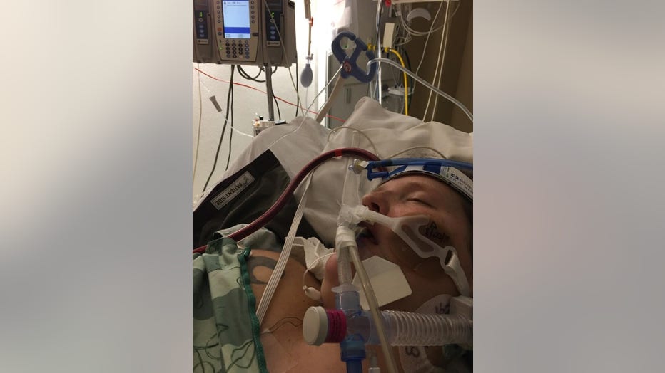 Cristen Regan lies in a Georgia intensive care unit, connected to a ventilator and an artificial lung machine.