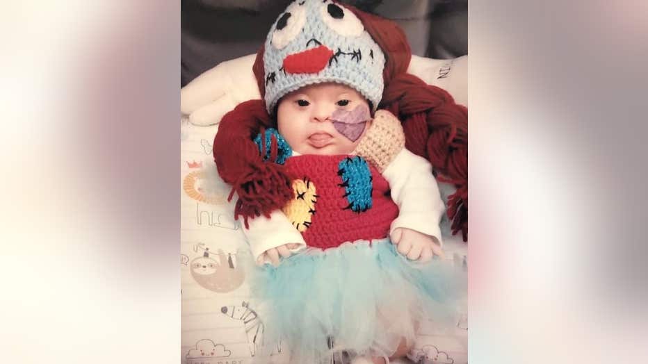 Children's Healthcare of Atlanta NICU patient dressed as Sally from