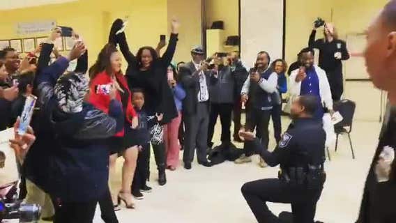 Watch as this police academy graduate proposes to his girlfriend