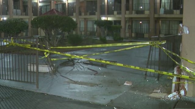 Rental van crashes through DeKalb County motel pool fence