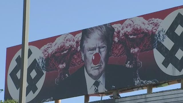 Red nose seen on Trump billboard in downtown Phoenix