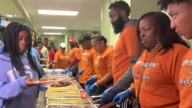 James Harden, mother, and foundation serve Thanksgiving dinner to 250 in need