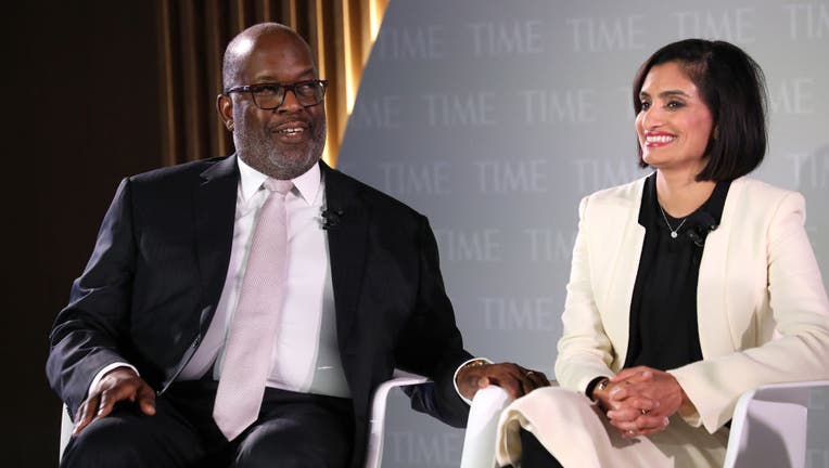NEW YORK, NEW YORK - OCTOBER 17: Chairman & CEO at Kaiser Permanente, Bernard J. Tyson (L) and Administrator at Centers for Medicare & Medicaid, Seema Verma, speak onstage during the TIME 100 Health Summit at Pier 17 on October 17, 2019 in New York City. (Photo by Brian Ach/Getty Images for TIME 100 Health Summit )