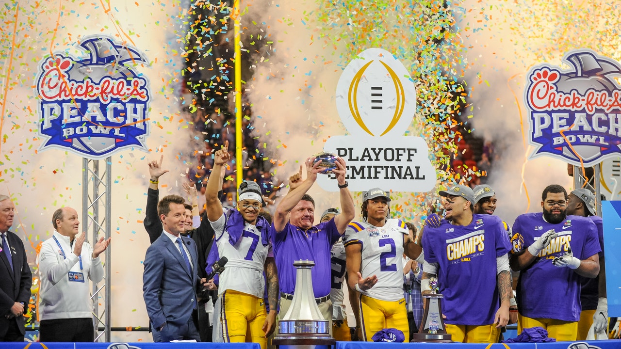 LSU routs Oklahoma 63-28, advances to title game as Burrow throws