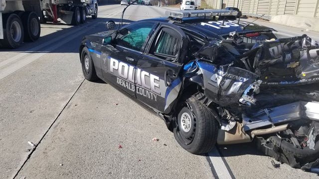 Police remind motorists about Move Over Law after officer's cruiser struck by car