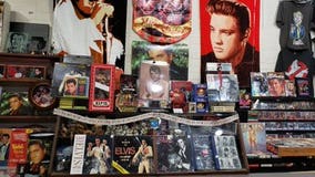 Birthday shopping for Elvis at Woodstock collectibles store