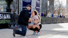 Louisiana marathon runner reacts to surprise engagement at finish line: 'Best. Day. Ever'