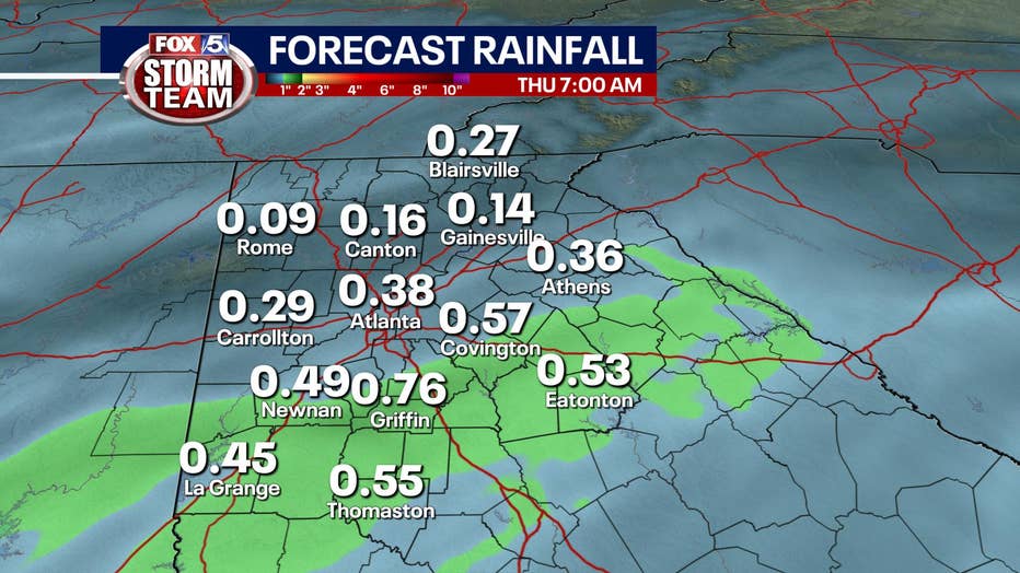 More rain late Wednesday for north Georgia