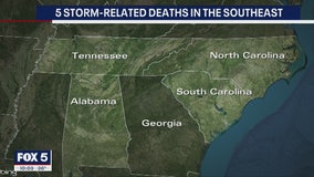 Bad weather moves into Eastern states; 5 dead in South