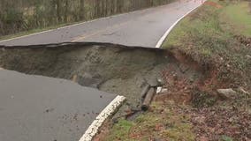 Hall County road washes out, causes water main break