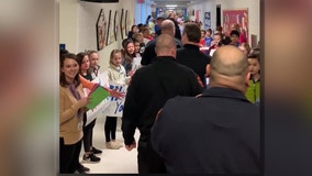 Students form “kindness tunnel” to thank first responders
