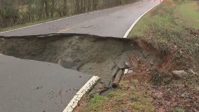 Hall County road washes out, causes water main break