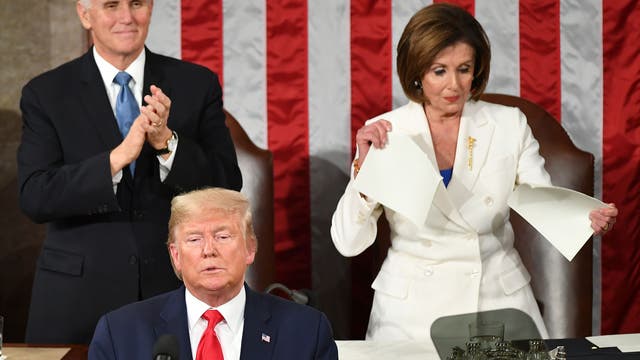 Pelosi rips up text of Trump’s State of the Union at conclusion of address