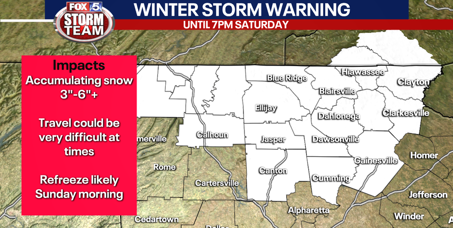 Winter Storm Warning For Parts Of North Georgia