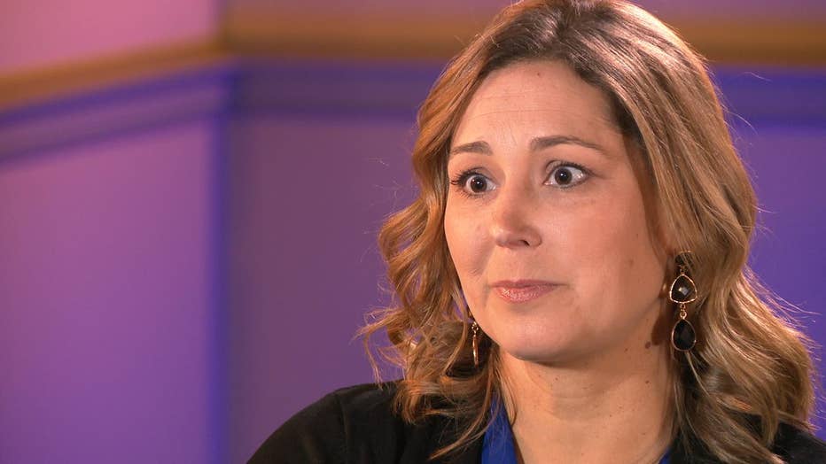 Angie Downs talks to reporter