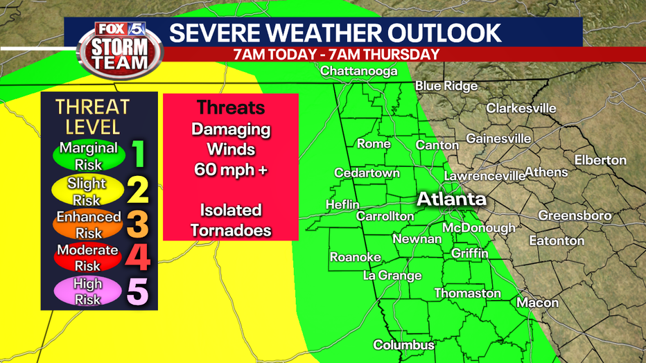 Severe Storm Threat Looming Over North Georgia For Thursday | FOX 5 Atlanta