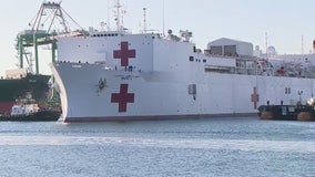 USNS Mercy hospital ship arrives at Port of Los Angeles to bring relief to overwhelmed area hospitals