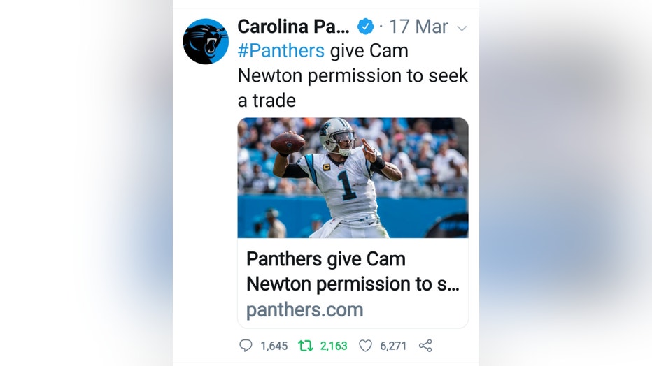 Panthers give Cam Newton permission to seek trade