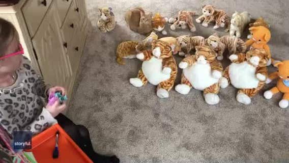 5-year-old recreates art class with stuffed-animal students during lockdown amid the COVID-19 pandemic