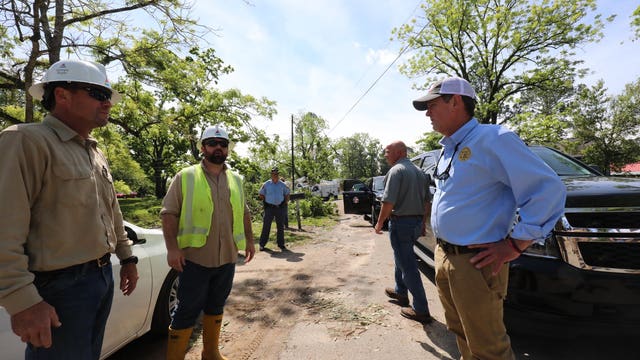 Gov. Brian Kemp tours storm-damaged towns in south Georgia