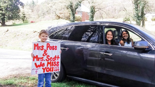 Teachers drive 4 hours through the mountains to have a last visit with students
