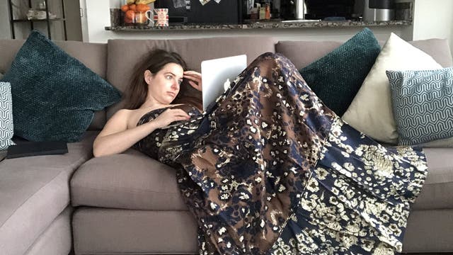New York woman wears different gown each day while working from home during pandemic