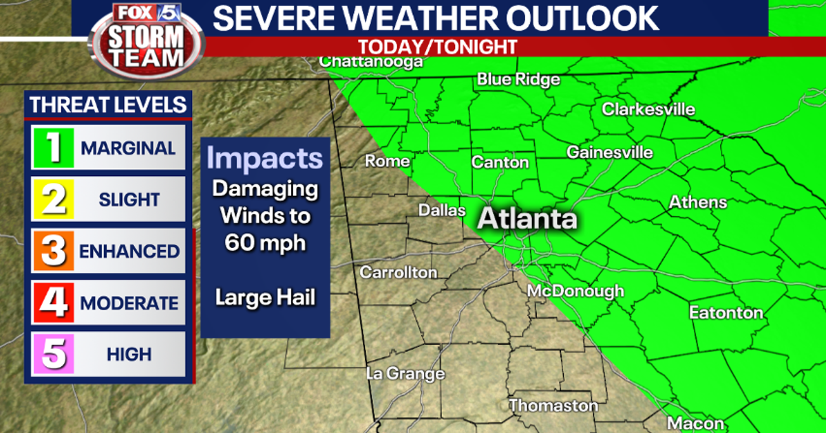 A few strong to severe storms possible later Monday | FOX 5 Atlanta
