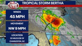 Bertha forms, hits South Carolina coast, dissipates in a day