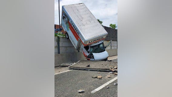Oops! U-Haul driver crashes on Beltway ramp