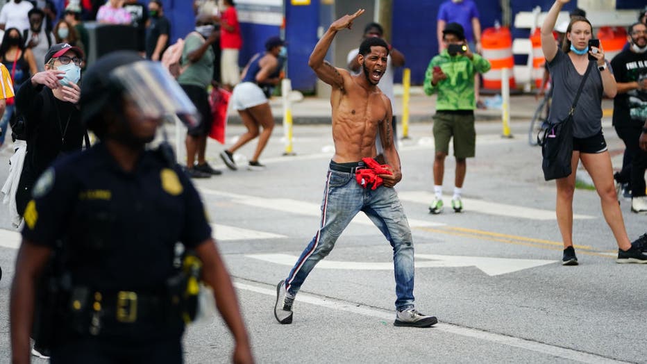 PHOTOS Demonstrators Clash With Police On 2nd Night Of Atlanta Protests   GettyImages 1216403785 