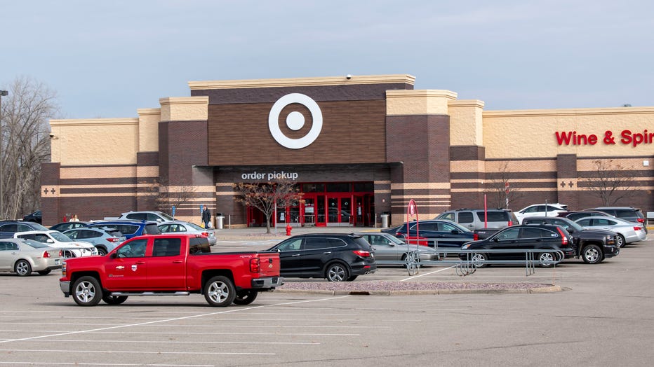 People stocking up at a Target store before the nation shuts down due to the coronavirus, Vadnais Heights, Minnesota.
