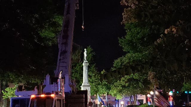 Crews removing Confederate monument from McDonough Square