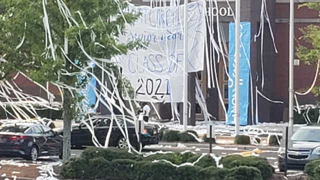 Marietta students pull off huge toilet paper prank at high school