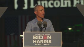 Barack Obama campaigns for Joe Biden in Philadelphia with drive-in rally