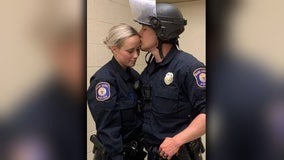 Newlywed officers recognized for immediately going back to work after wedding in order to respond to riots