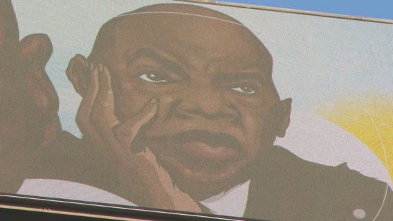 Digital mural in downtown Atlanta honors late Rep. John Lewis