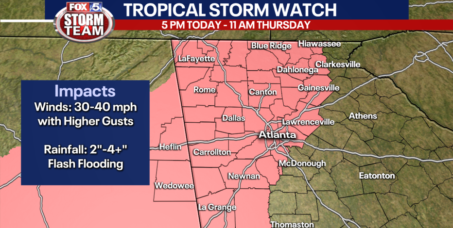 Tropical Storm Watch Issued For North Georgia As Zeta Begins To Heads North