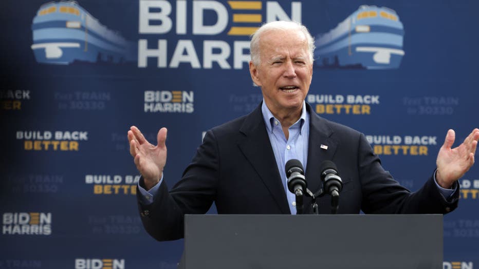 712e379d-Democratic Presidential Nominee Joe Biden Holds Train Campaign Tour Of OH And PA