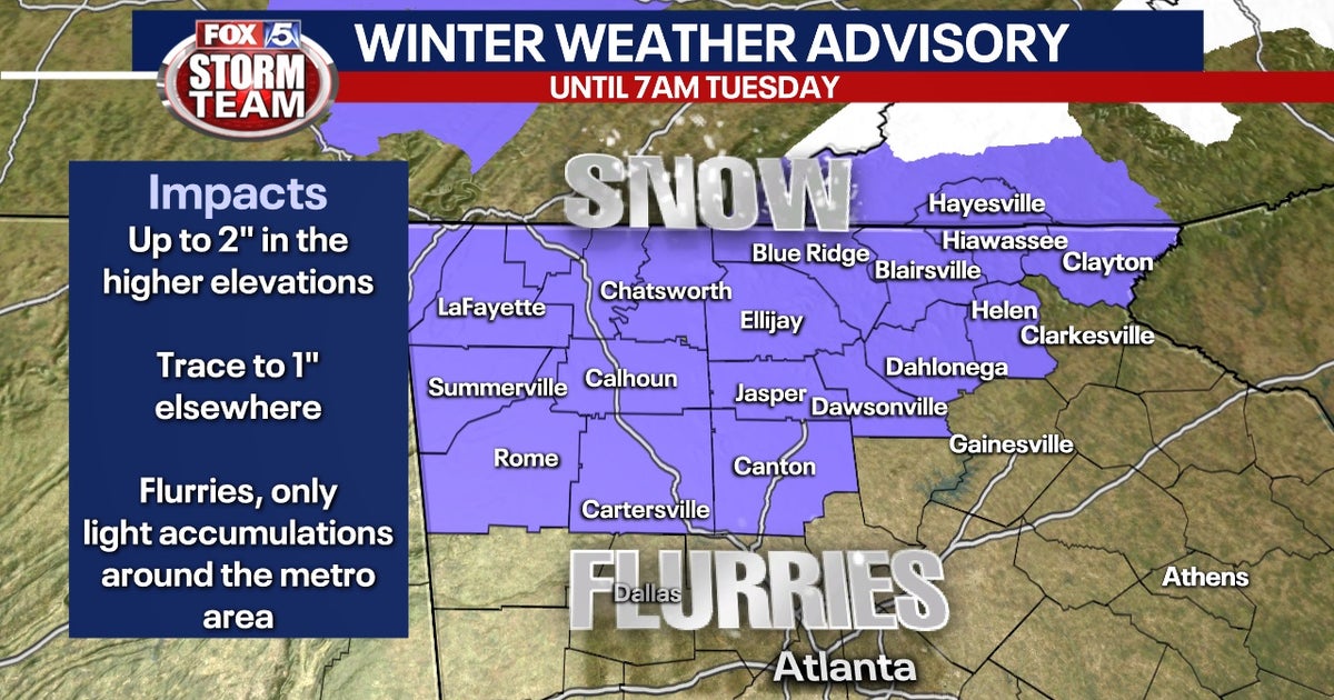 Winter Weather Advisory issued for north Georgia | FOX 5 Atlanta