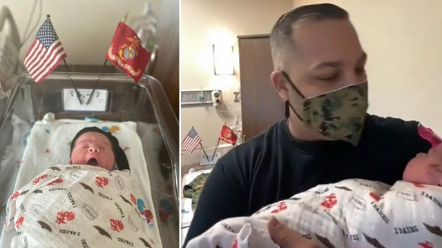 Retired US Marine and his wife welcome newborn son on Marine Corps' 245th birthday