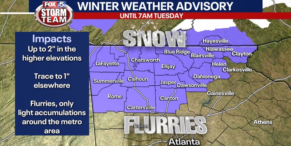 Winter Weather Advisory Issued For North Georgia