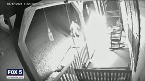 Police search for suspect who lit 'Trump' flag on fire, vandalized home