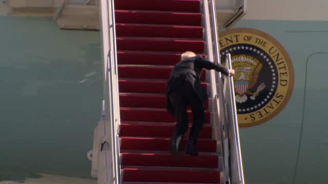 VIDEO:  Biden stumbles multiple times, falls as he boards Air Force One
