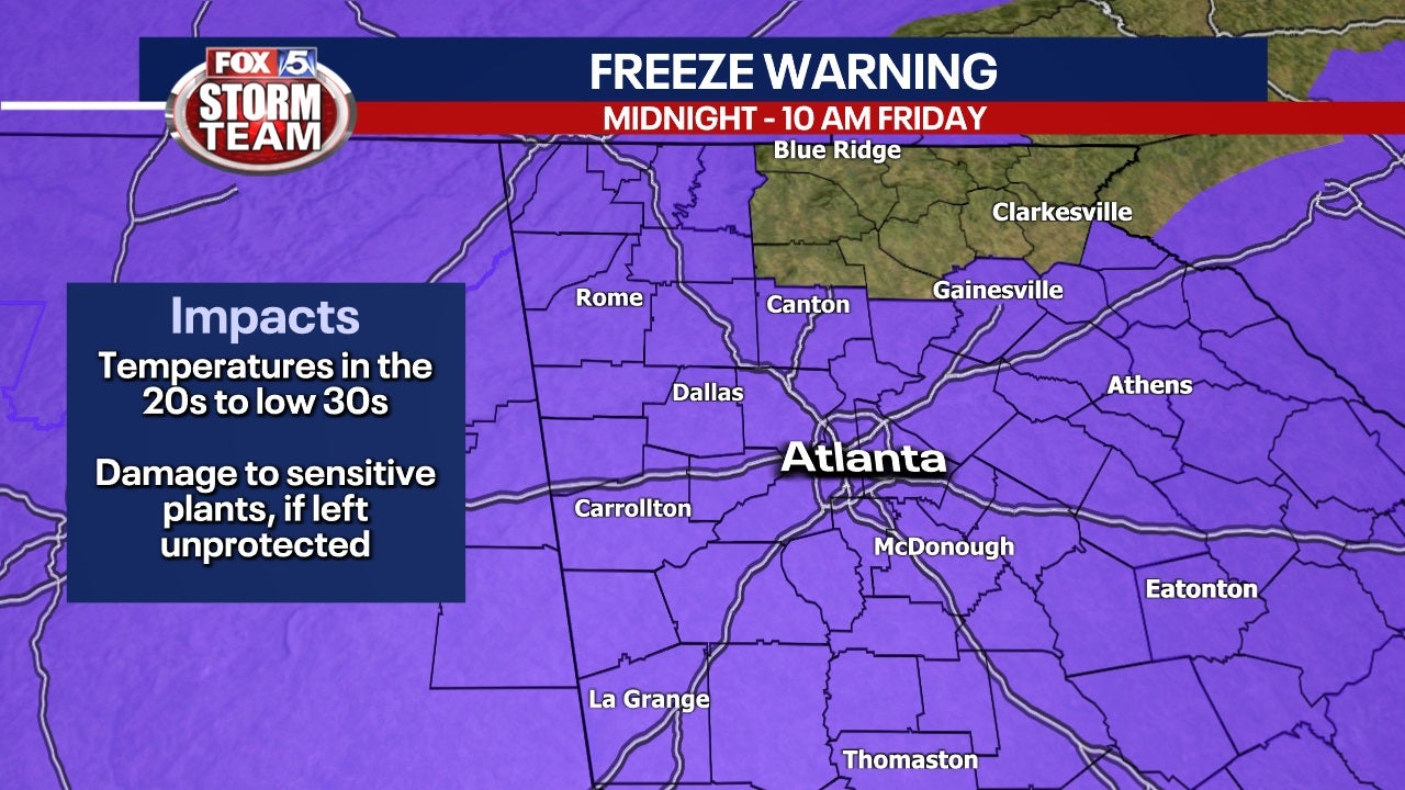 Freeze Warning through Friday morning for north metro Atlanta